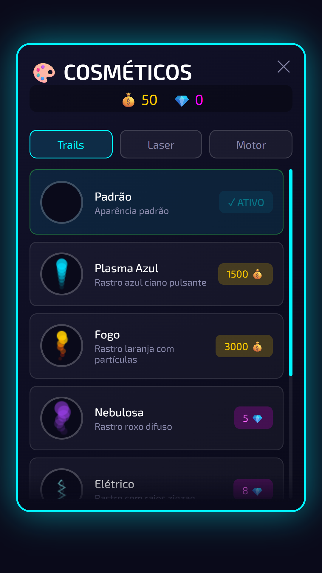 Screenshot — Sistema de cosméticos